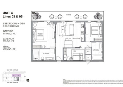 Natiivo Fort Lauderdale Floor Plan, Unit G -Lines 03 & 05